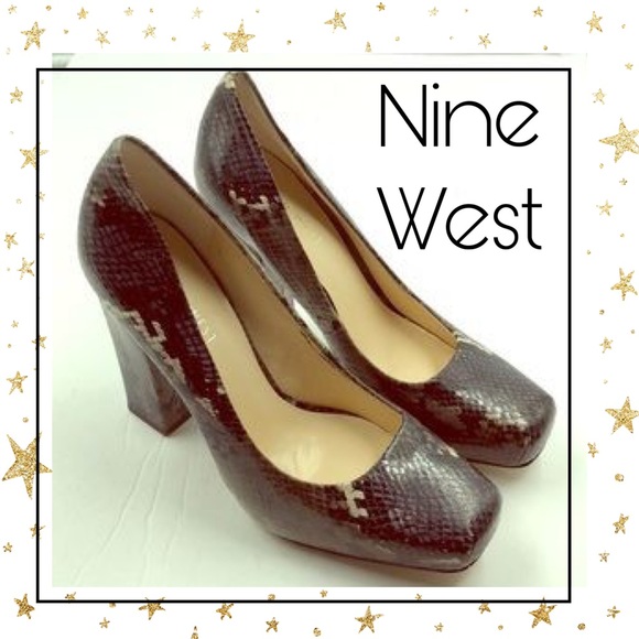 snakeskin pumps nine west